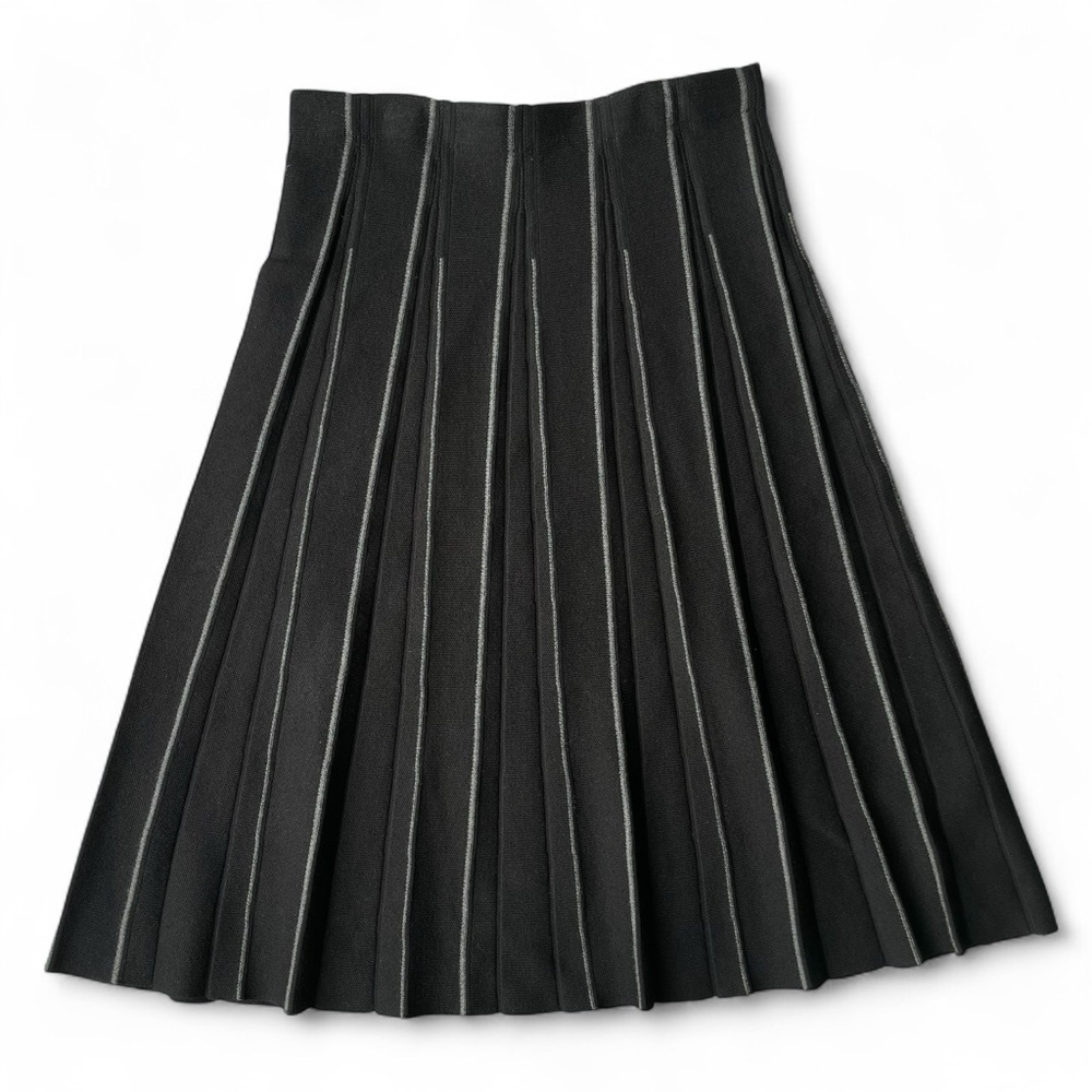 Milano Pleated Skirt Black with White Stitching Size M